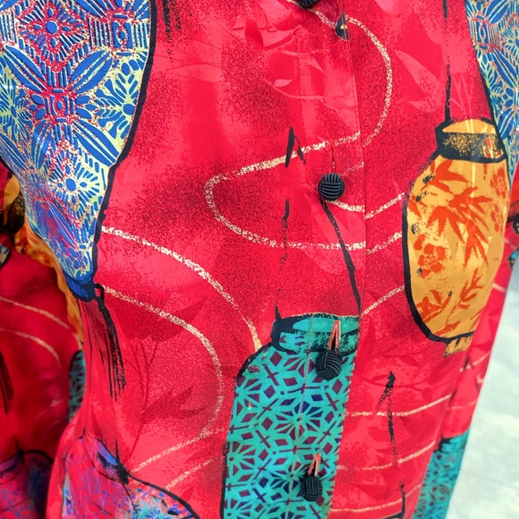 Vintage Chicos Chinese Lanterns Silk Top - Picture 3 of 7